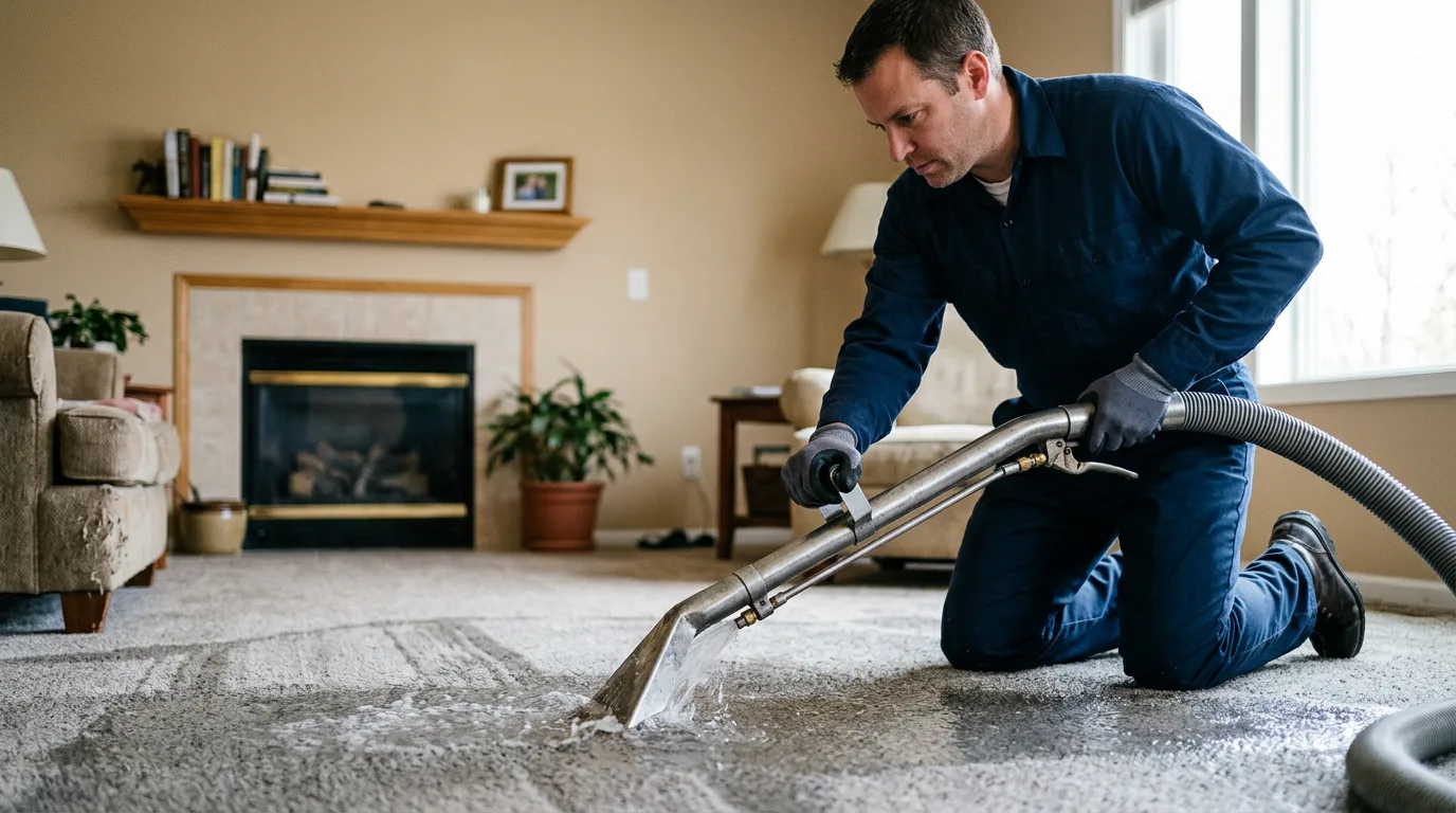 Water damage restoration technician working near Bridgeport, OH